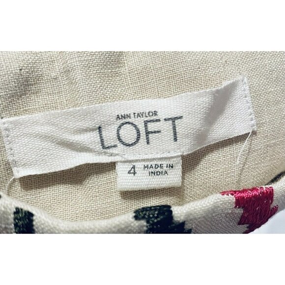 LOFT Womens Size 4 The Riviera Short Ikat Embroidered Linen Shorts Boho Festival - Picture 7 of 10